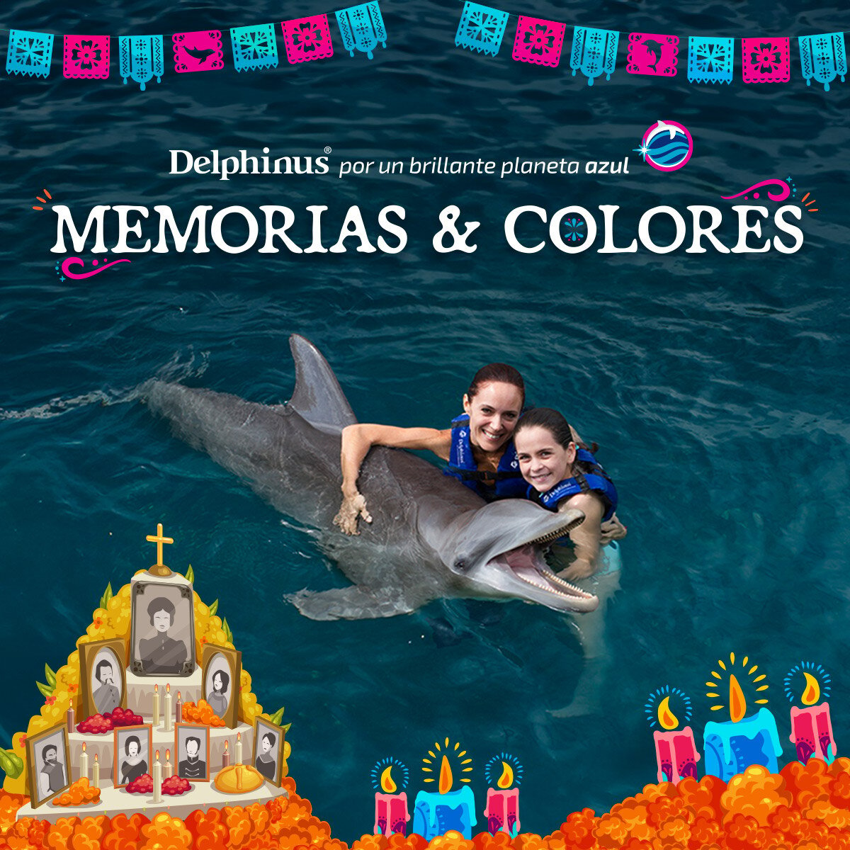 Dia de muertos Nado con delfines cancun riviera maya costa mujeres